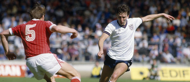 Bryan Robson in action against Russian.